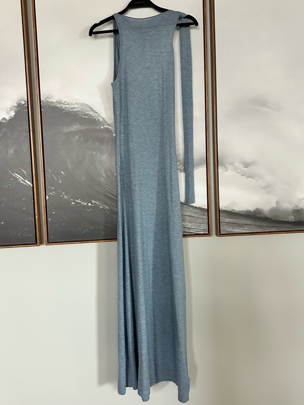 Blue Maxi Dress with Attached Scarf